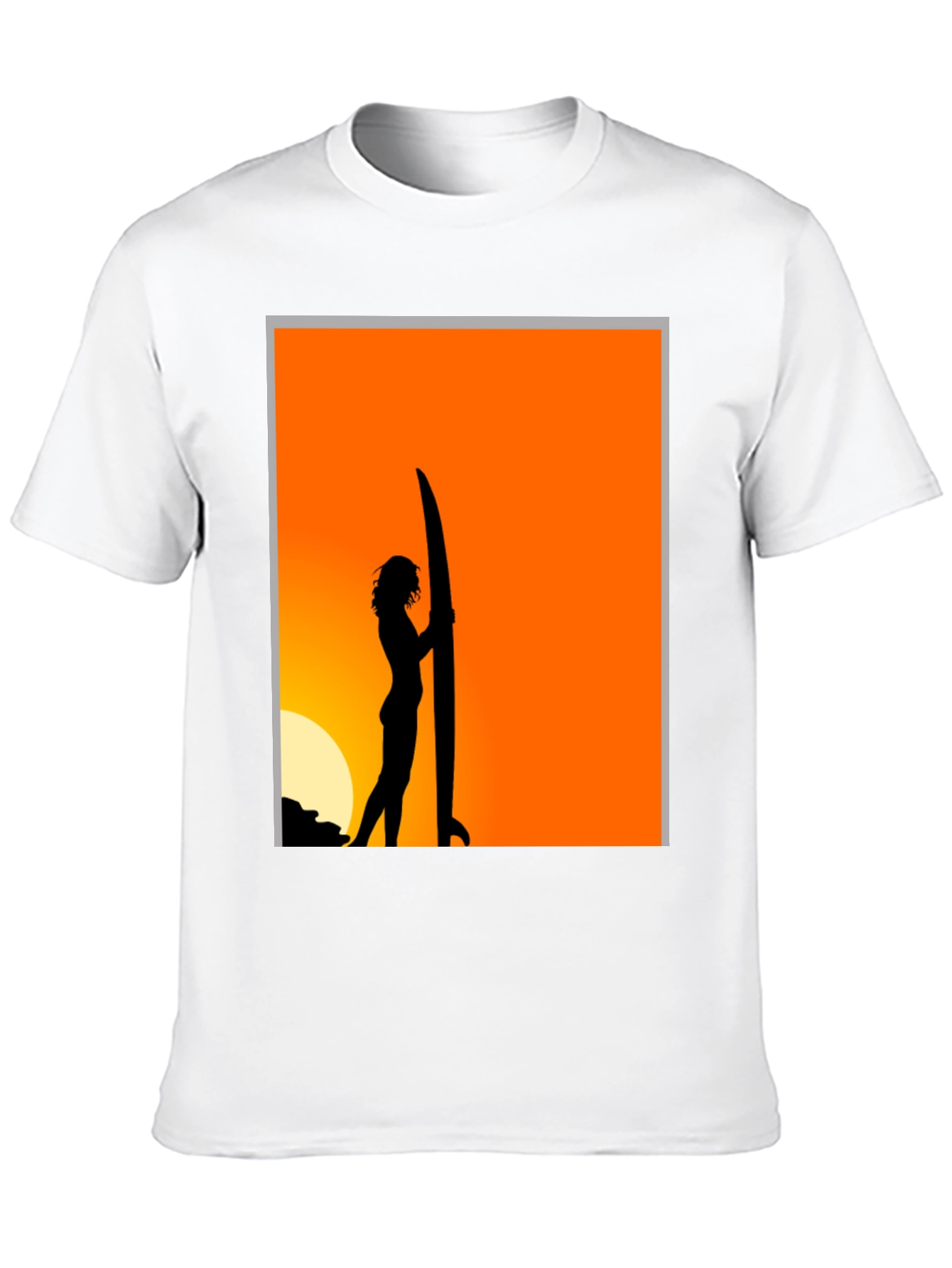 Sunset Surfer Graphic Tee - Black Cotton T-Shirt