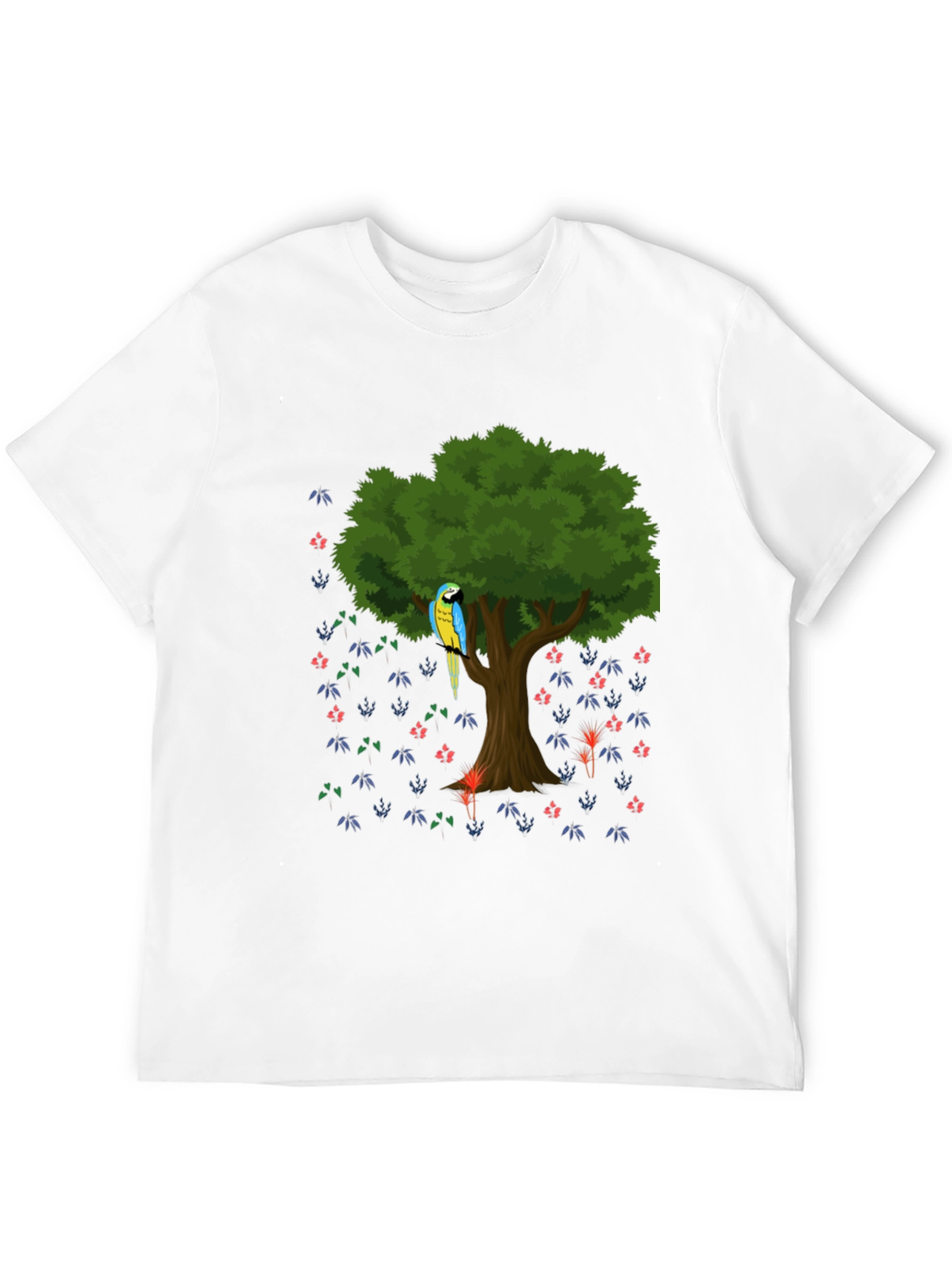 Parrot Tree Graphic Tee - Stylish Mens Casual Shirt