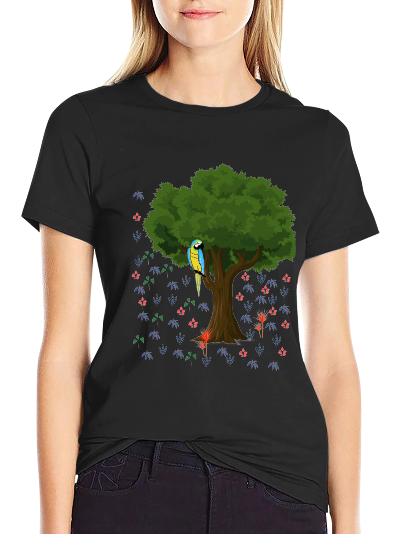 Parrot Tree Graphic Tee - Stylish Mens Casual Shirt