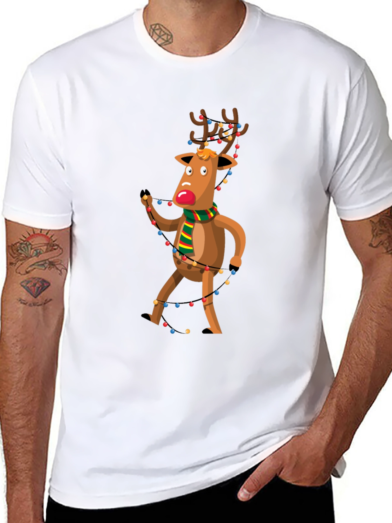 Festive Reindeer Graphic Tee - Holiday Cheer