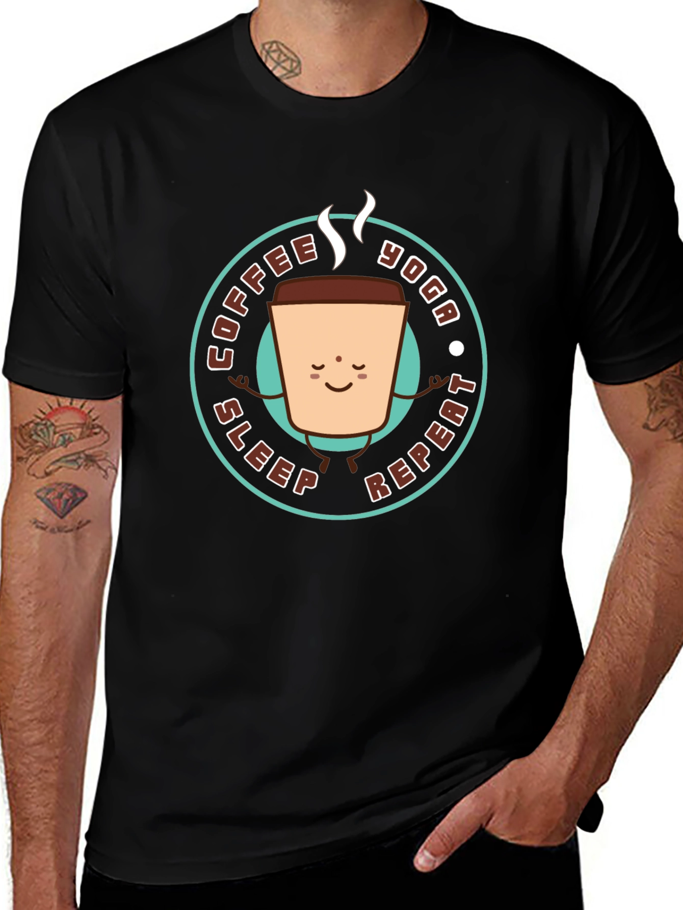 Coffee Yoga Sleep Repeat Graphic Tee