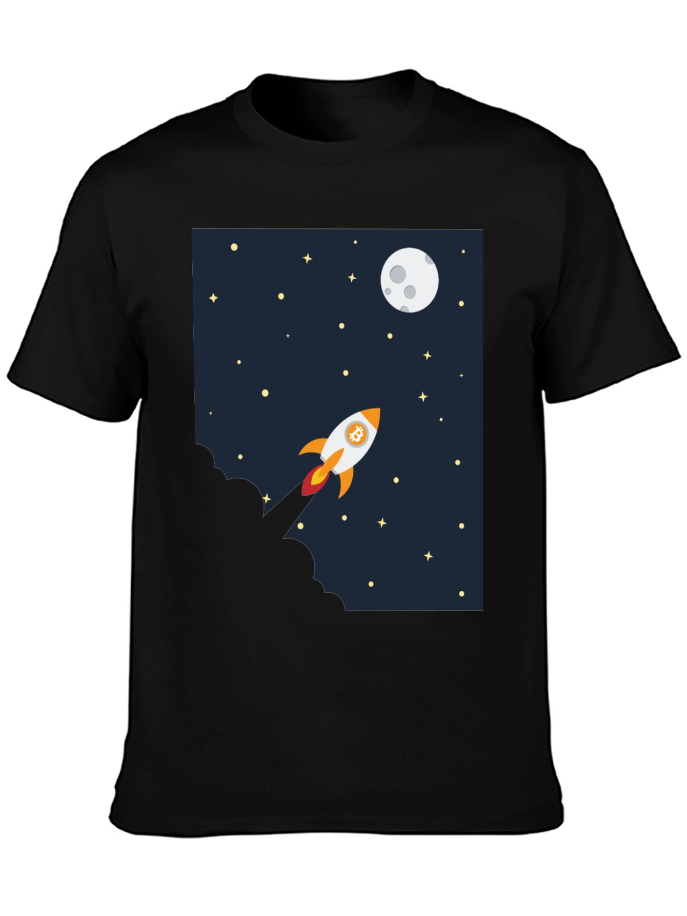 Bitcoin Rocket to the Moon Graphic Tee