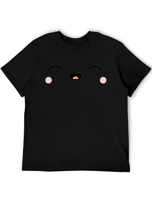 Cute Kawaii Face Black T-Shirt