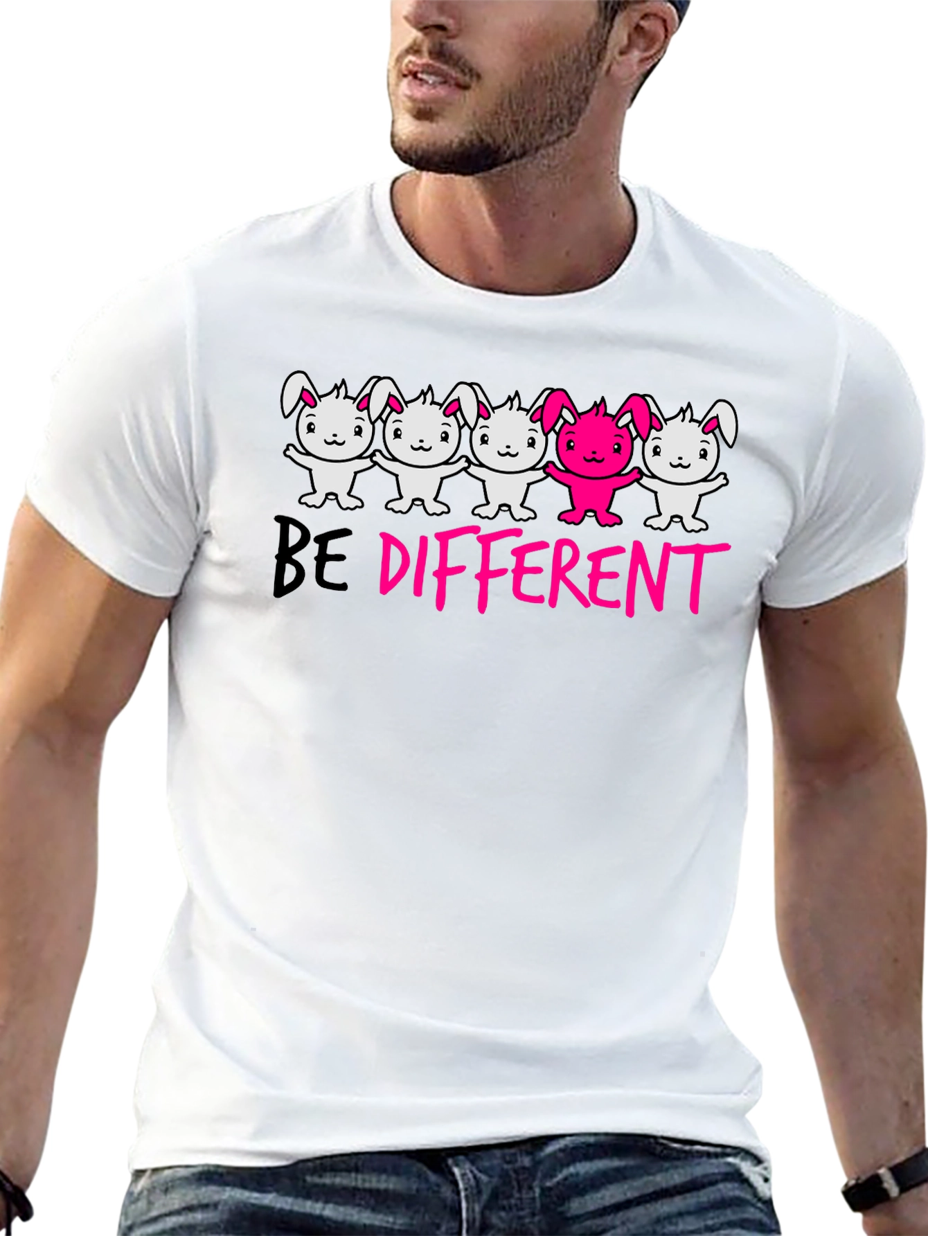Be Different Graphic T-Shirt - Unique Bunny Design