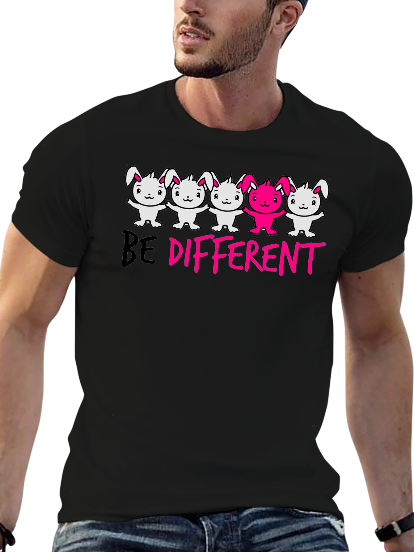 Be Different Graphic T-Shirt - Unique Bunny Design