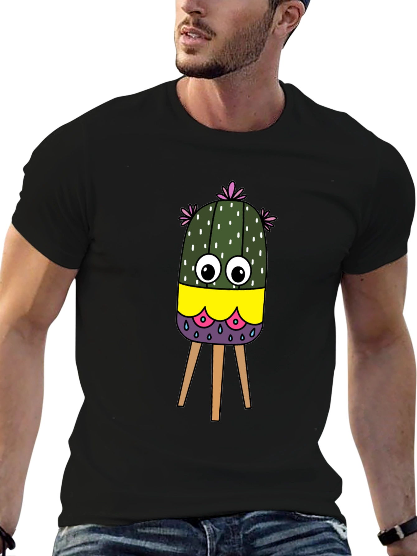Cartoon Cactus T-Shirt - Unique Graphic Tee