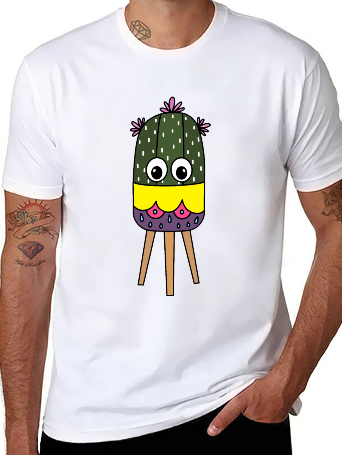 Cartoon Cactus T-Shirt - Unique Graphic Tee