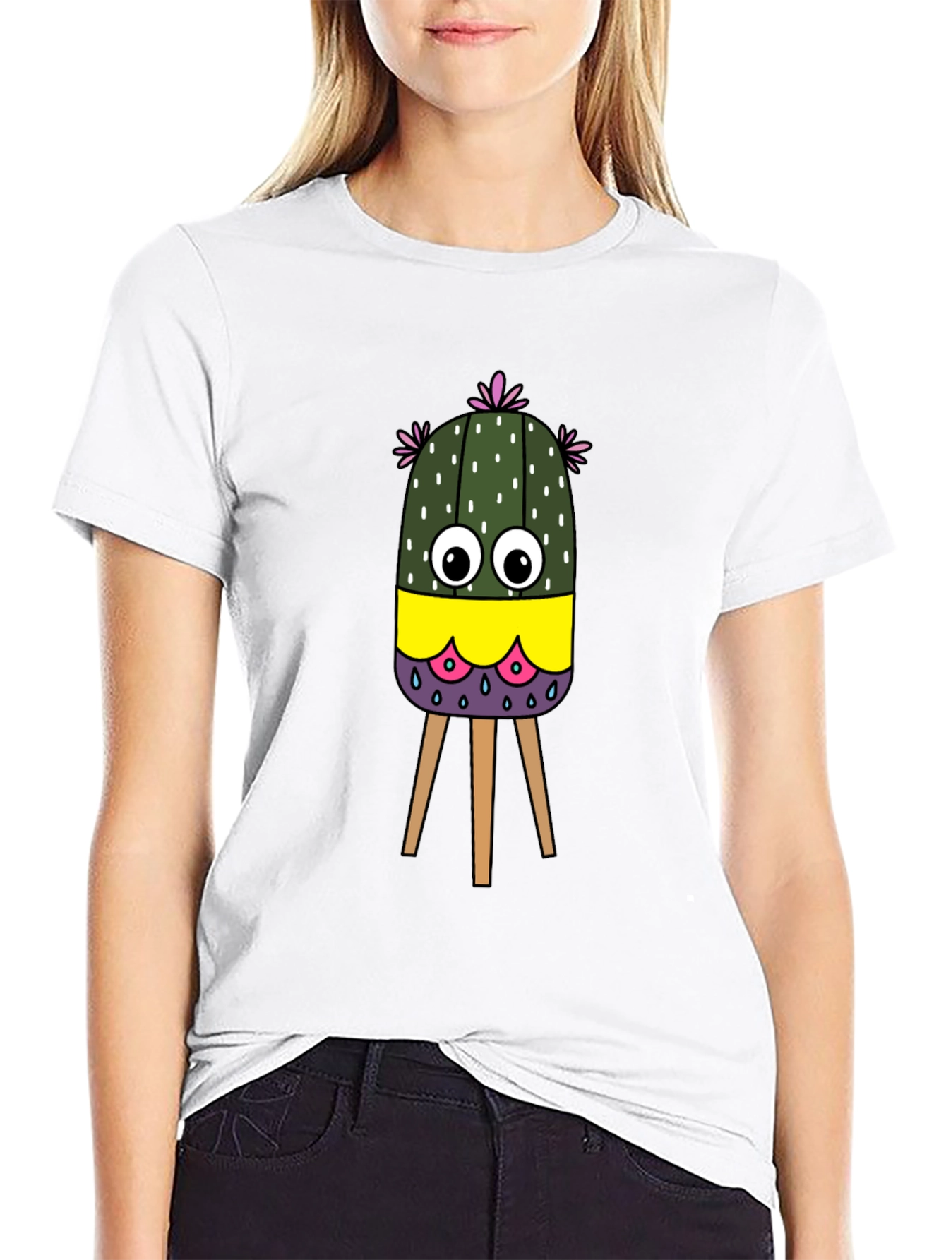 Cartoon Cactus T-Shirt - Unique Graphic Tee