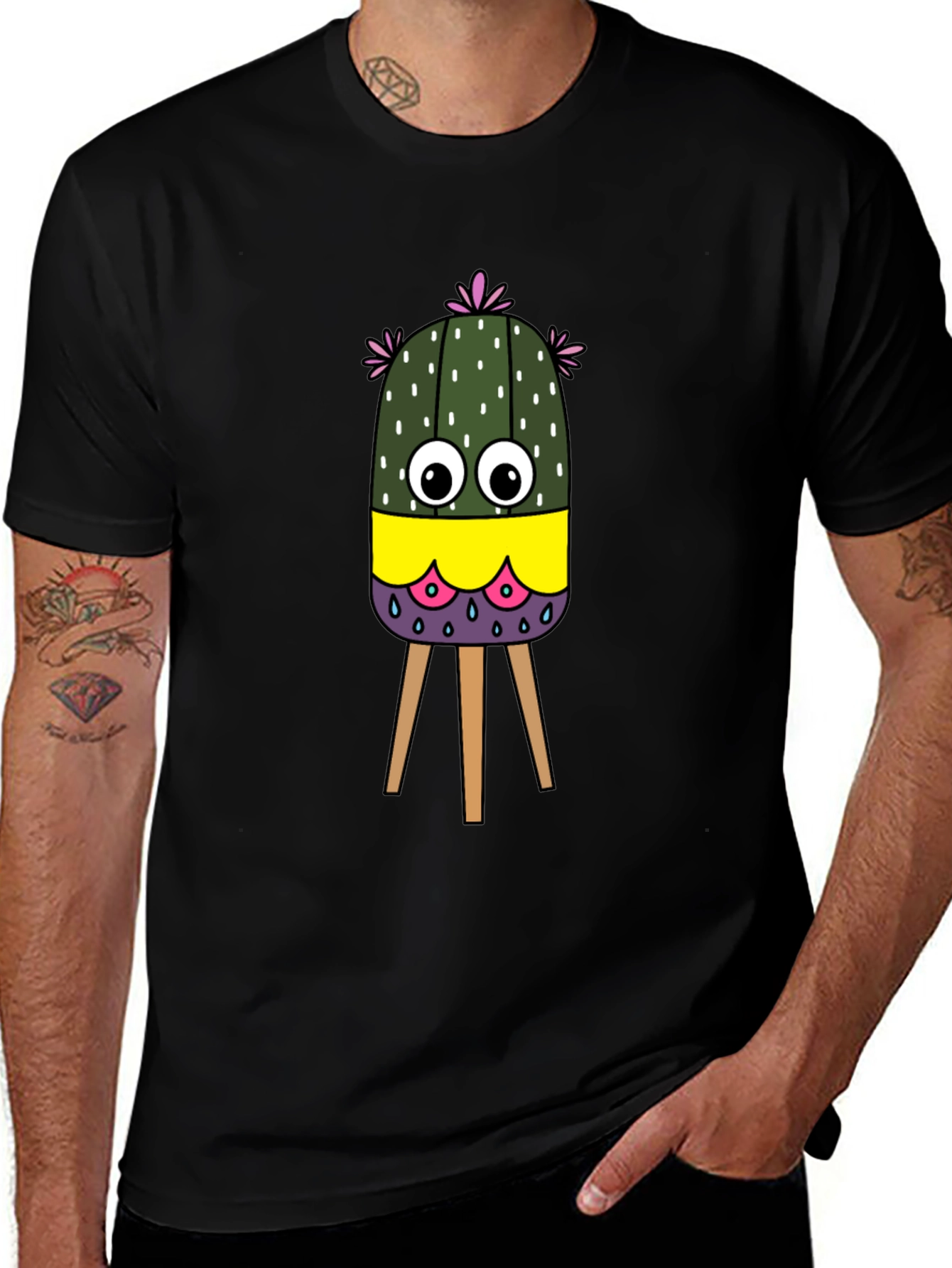 Cartoon Cactus T-Shirt - Unique Graphic Tee