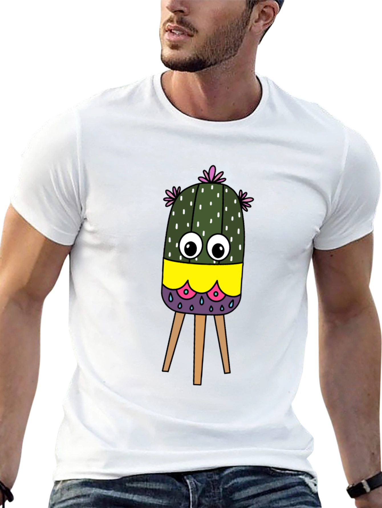 Cartoon Cactus T-Shirt - Unique Graphic Tee