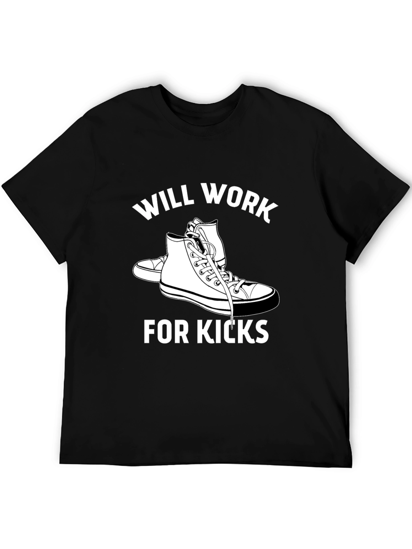 Will Work for Kicks Black Graphic Tee
