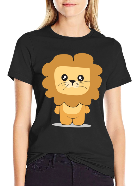 Cute Cartoon Lion Graphic Print T-Shirt
