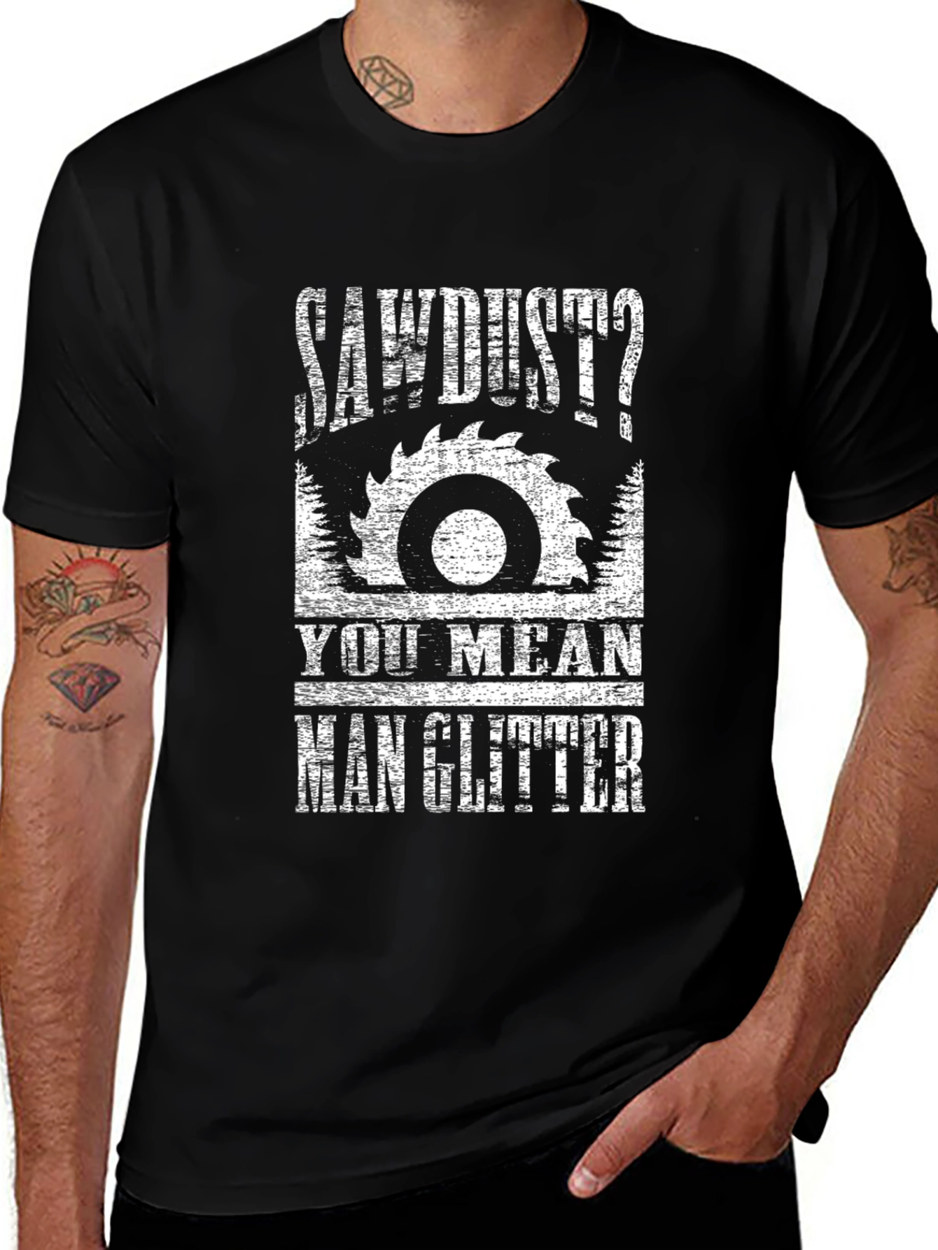 Sawdust Man Glitter Graphic Tee - Black