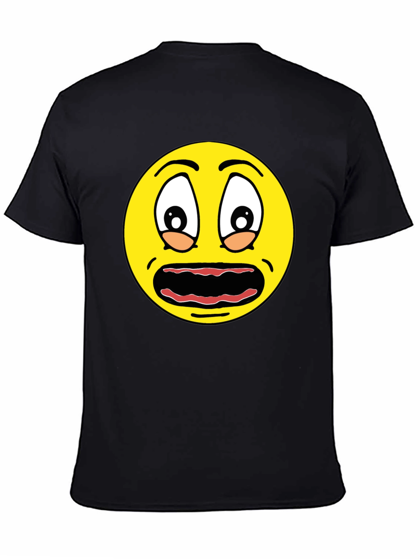 Scared Emoji Graphic Tee - Black Cotton Comfort