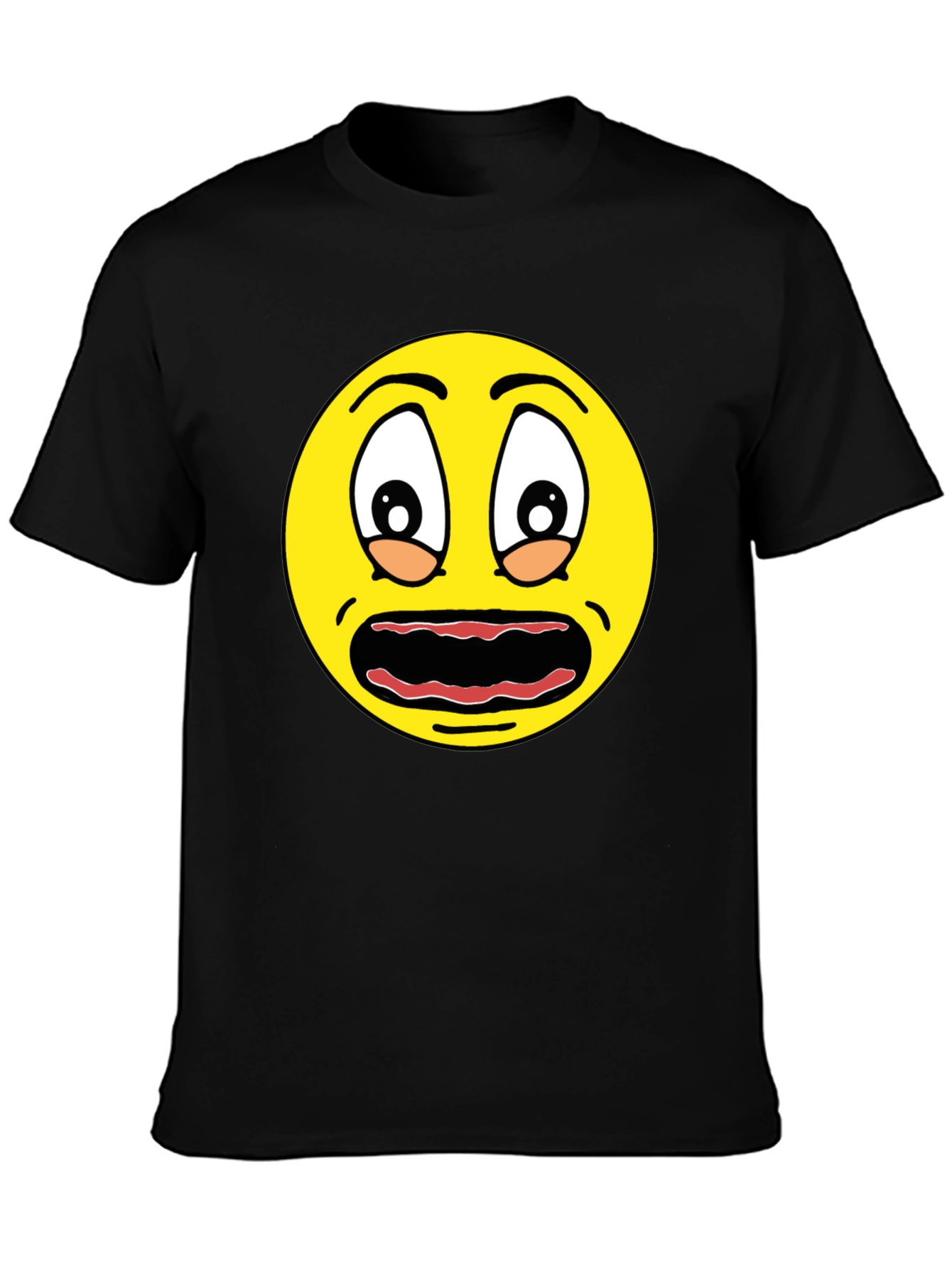 Scared Emoji Graphic Tee - Black Cotton Comfort