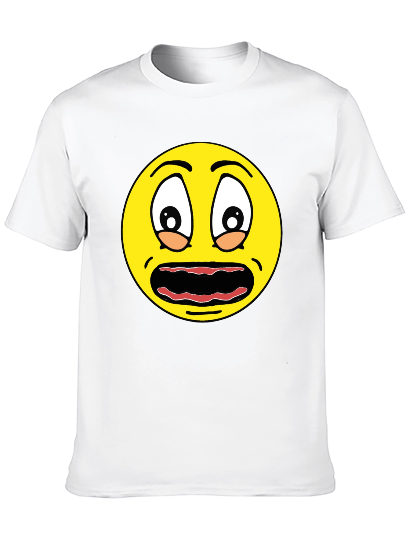 Scared Emoji Graphic Tee - Black Cotton Comfort