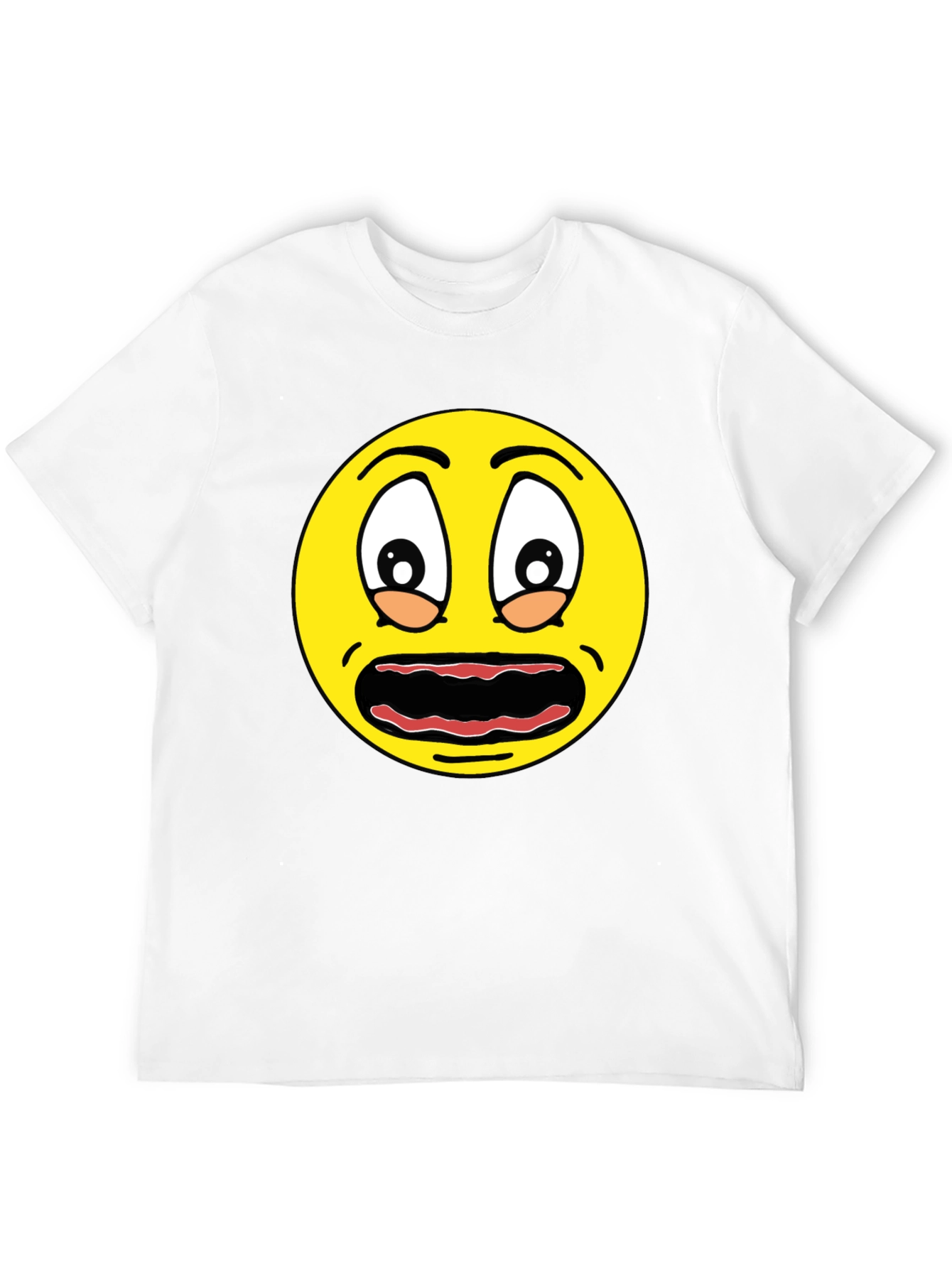 Scared Emoji Graphic Tee - Black Cotton Comfort