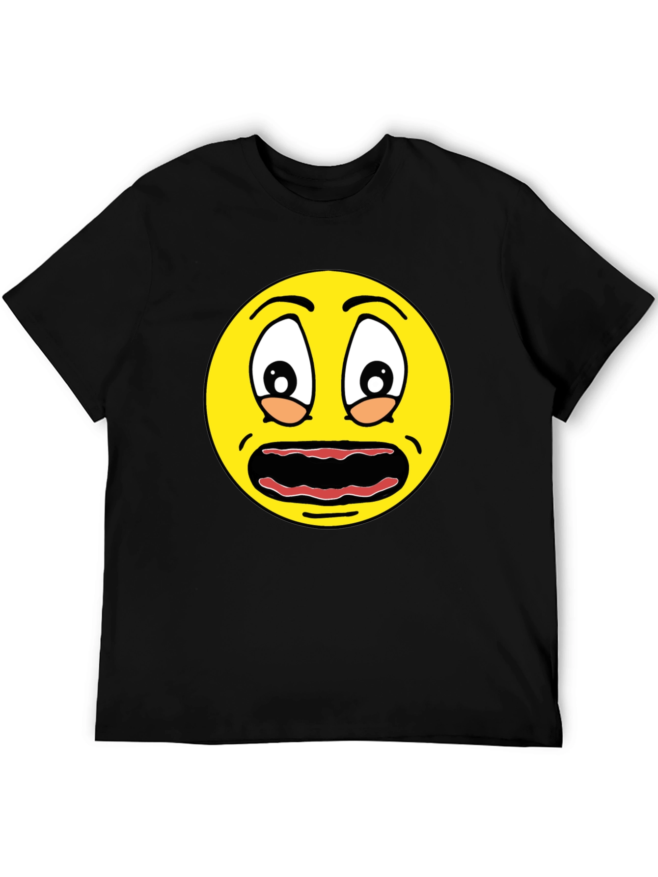 Scared Emoji Graphic Tee - Black Cotton Comfort