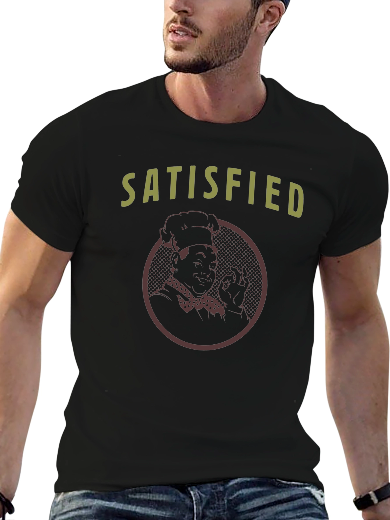 Satisfied Chef Graphic T-Shirt - Black
