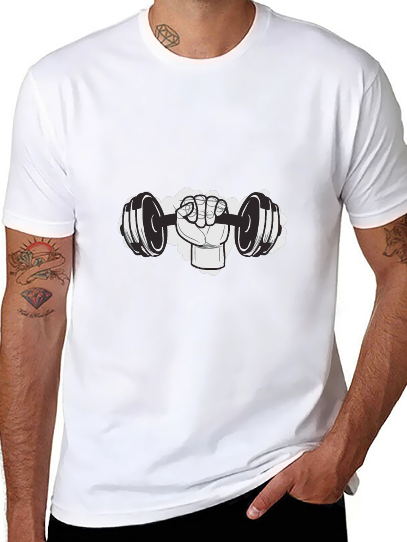 Gym Hand Lifting Dumbbell Graphic T-Shirt
