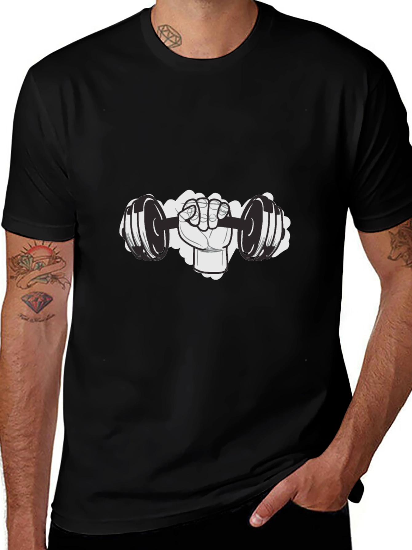 Gym Hand Lifting Dumbbell Graphic T-Shirt