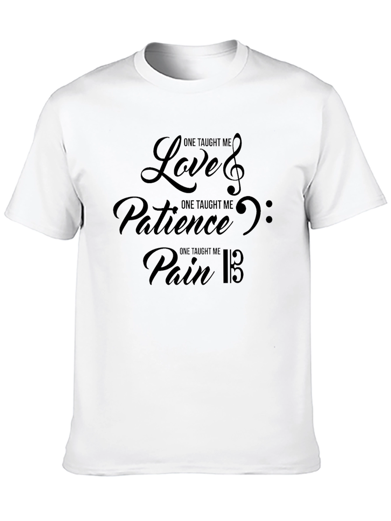 Music Motif T-Shirt: Love Patience & Pain