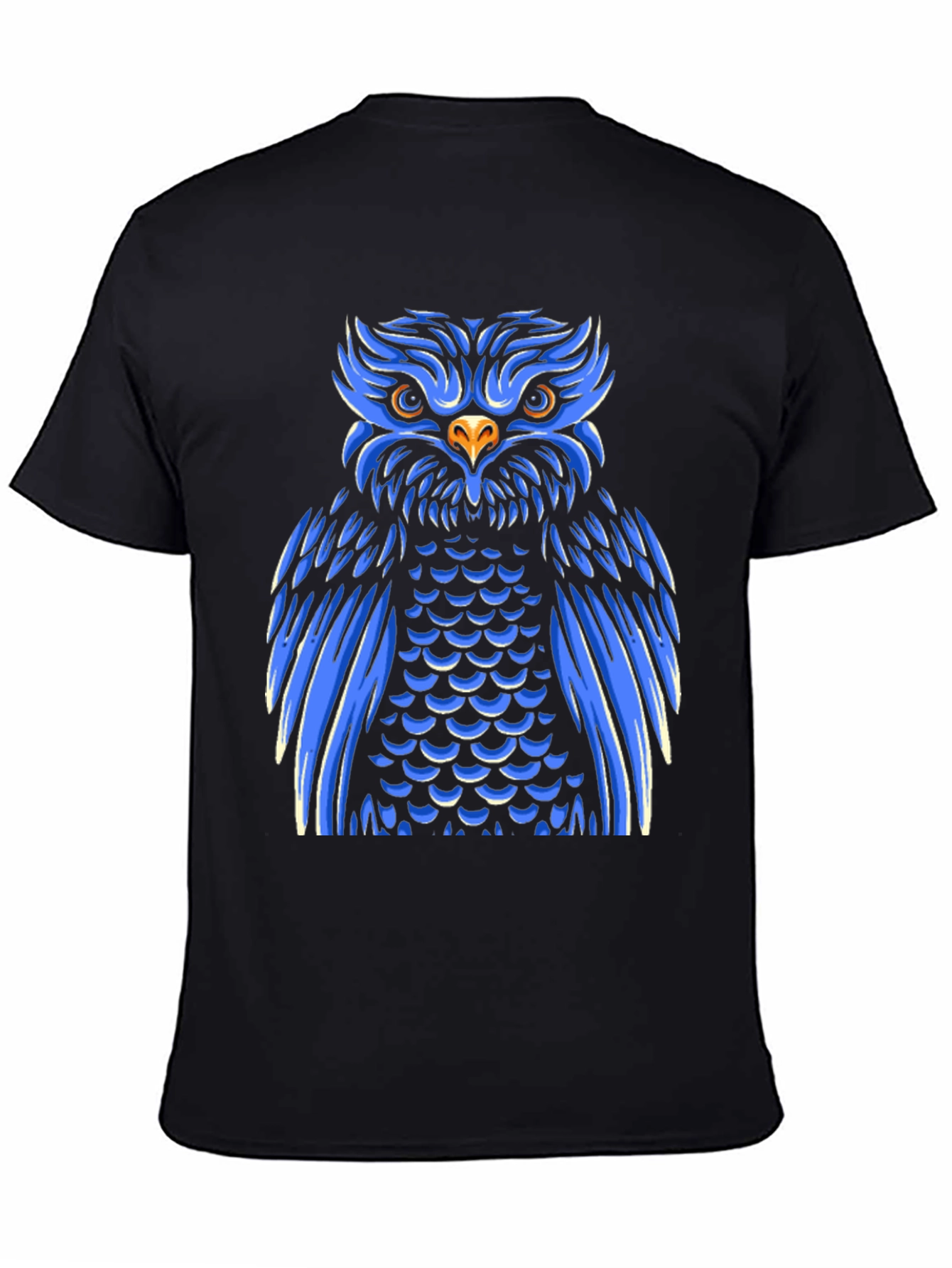 Blue Owl Graphic Print Black T-Shirt
