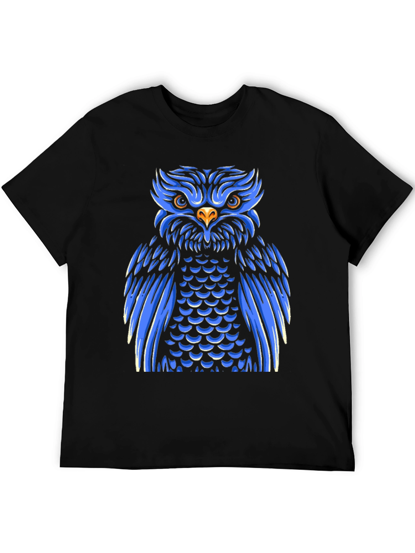 Blue Owl Graphic Print Black T-Shirt