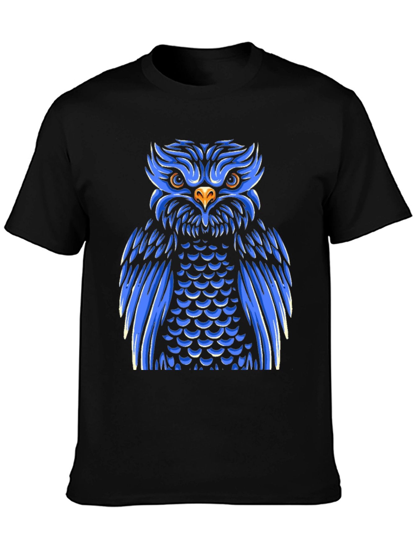 Blue Owl Graphic Print Black T-Shirt