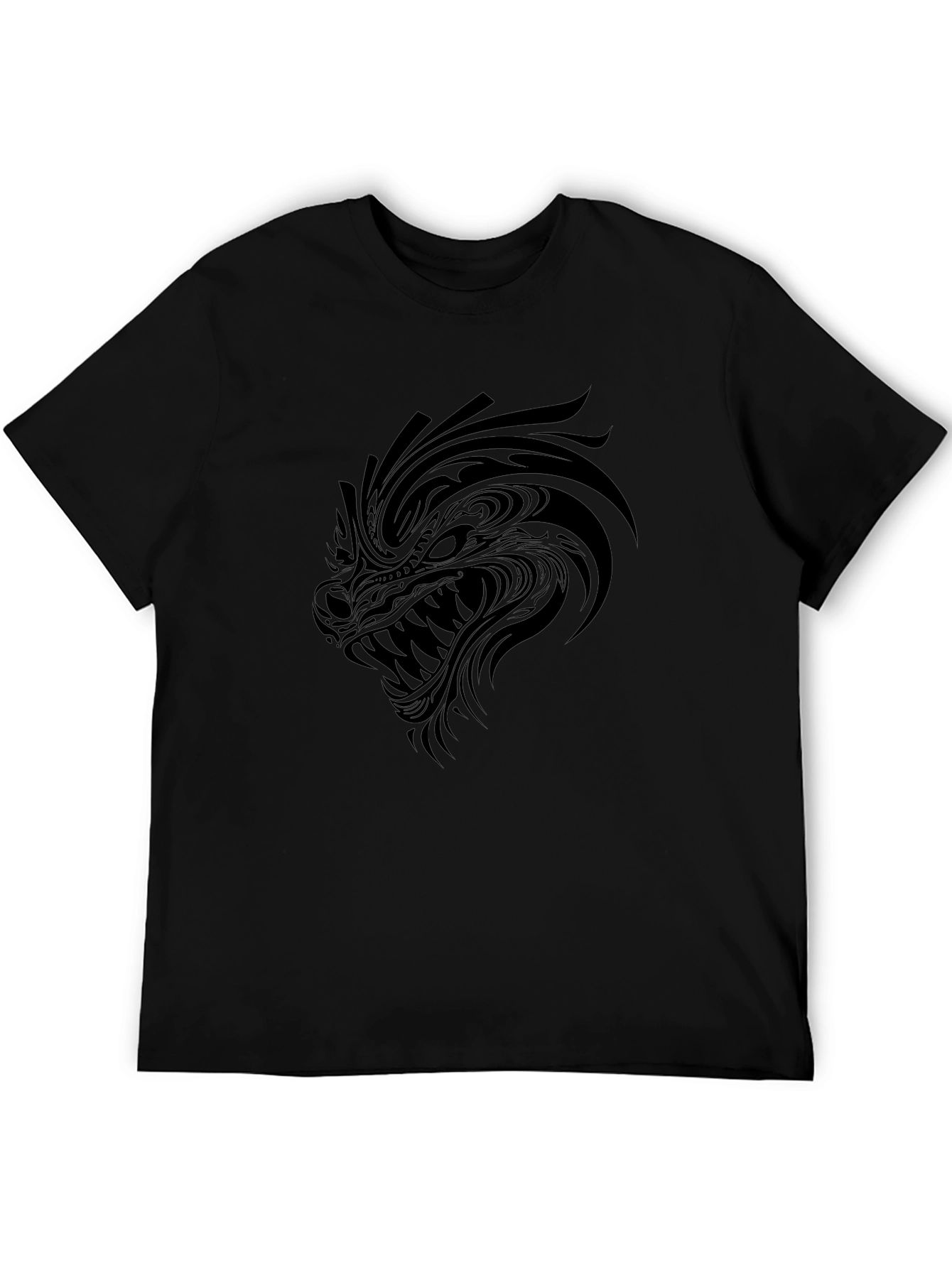 Tribal Dragon Graphic Tee - Mens Black T-Shirt