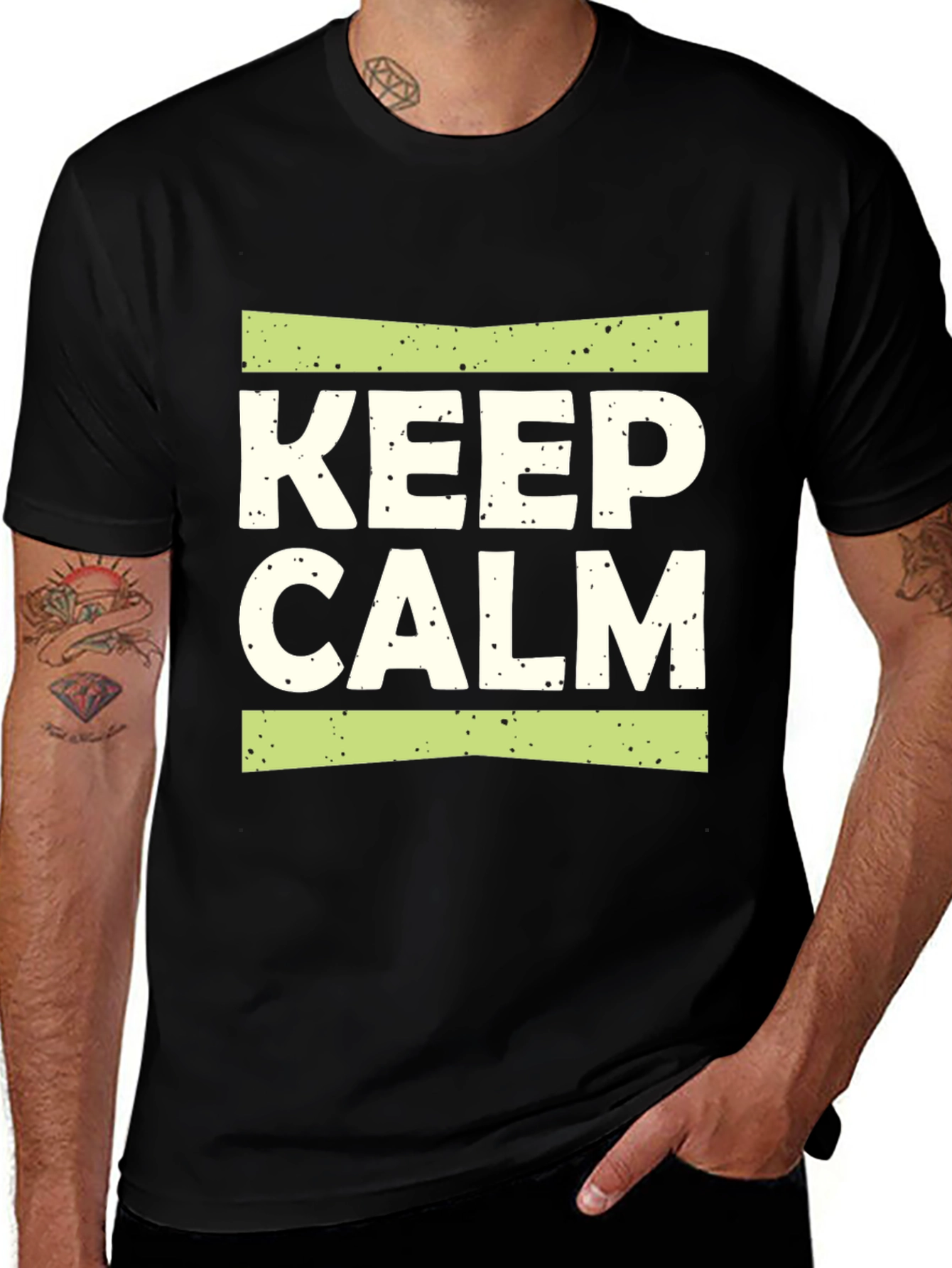 Keep Calm Graphic Print Black T-Shirt