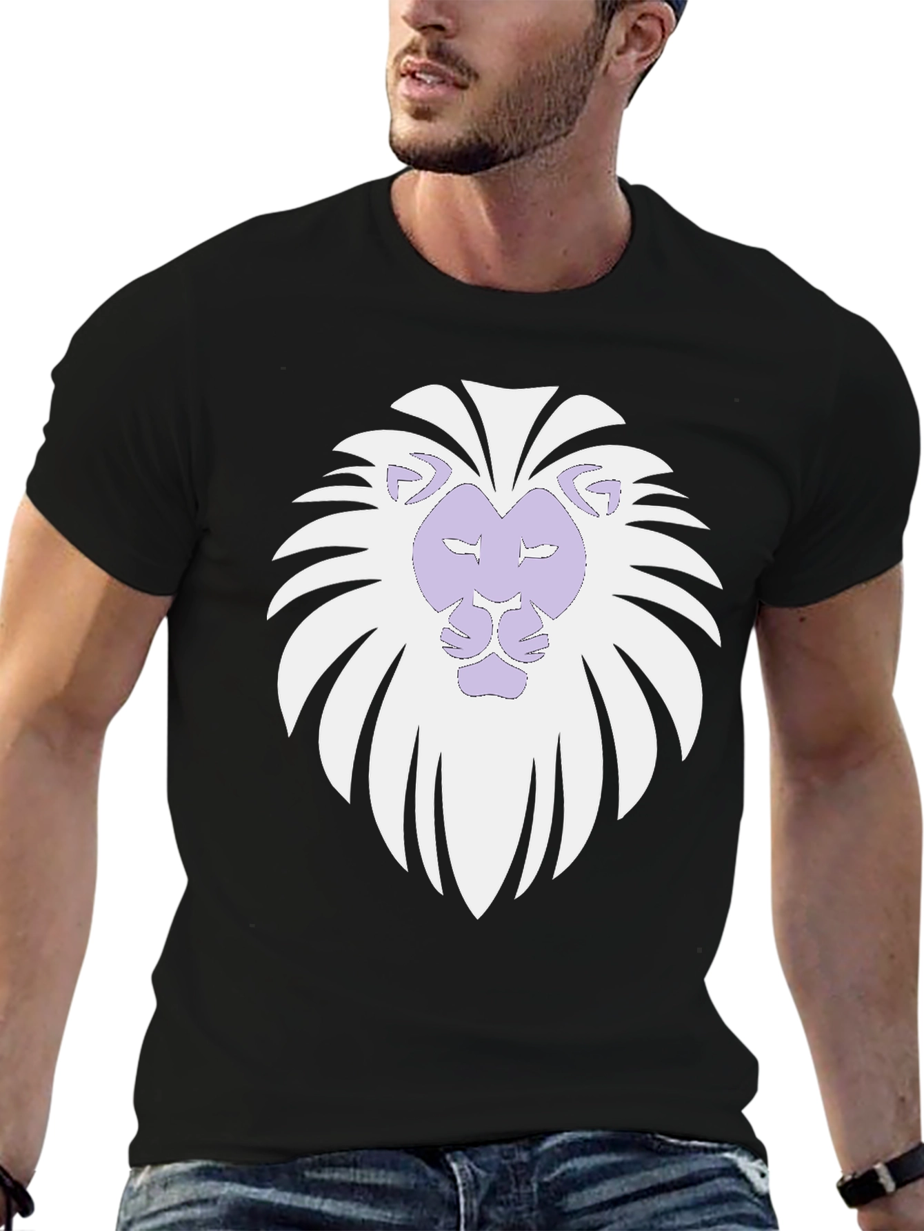 Lion Graphic Print Tee - Black