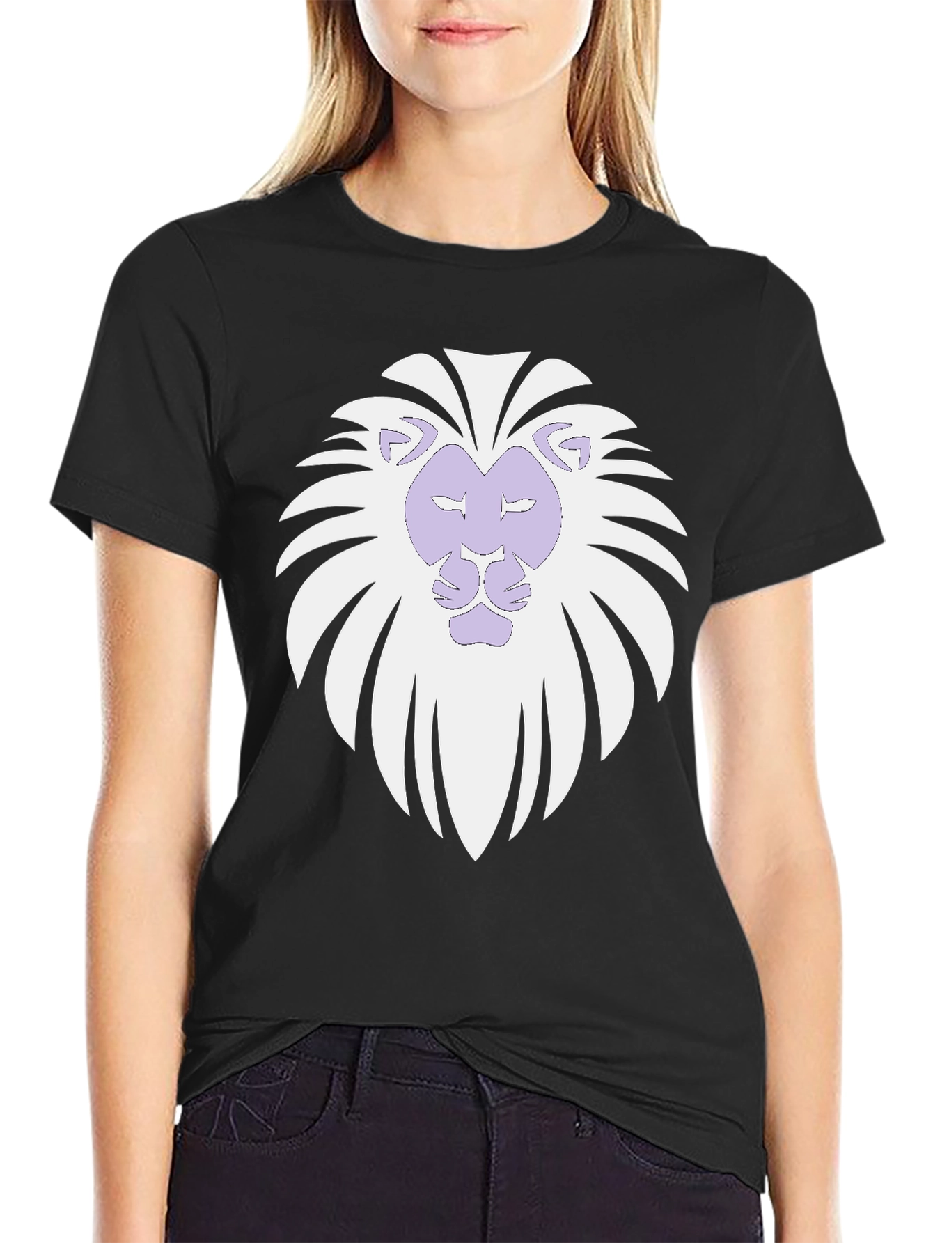 Lion Graphic Print Tee - Black