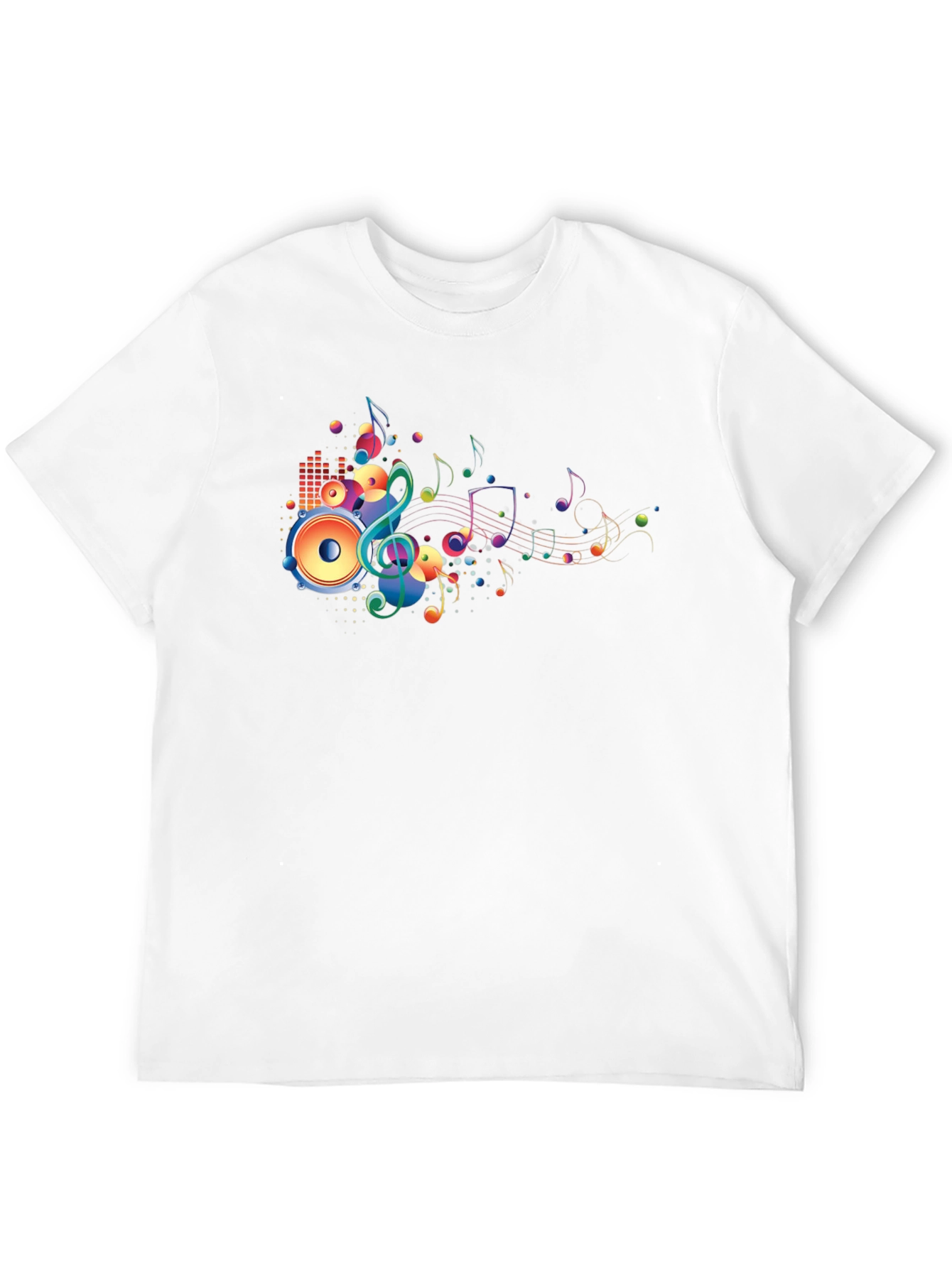Vibrant Music Notes Graphic Black T-Shirt