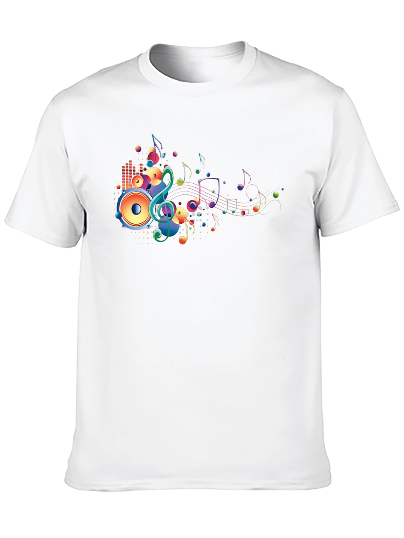 Vibrant Music Notes Graphic Black T-Shirt