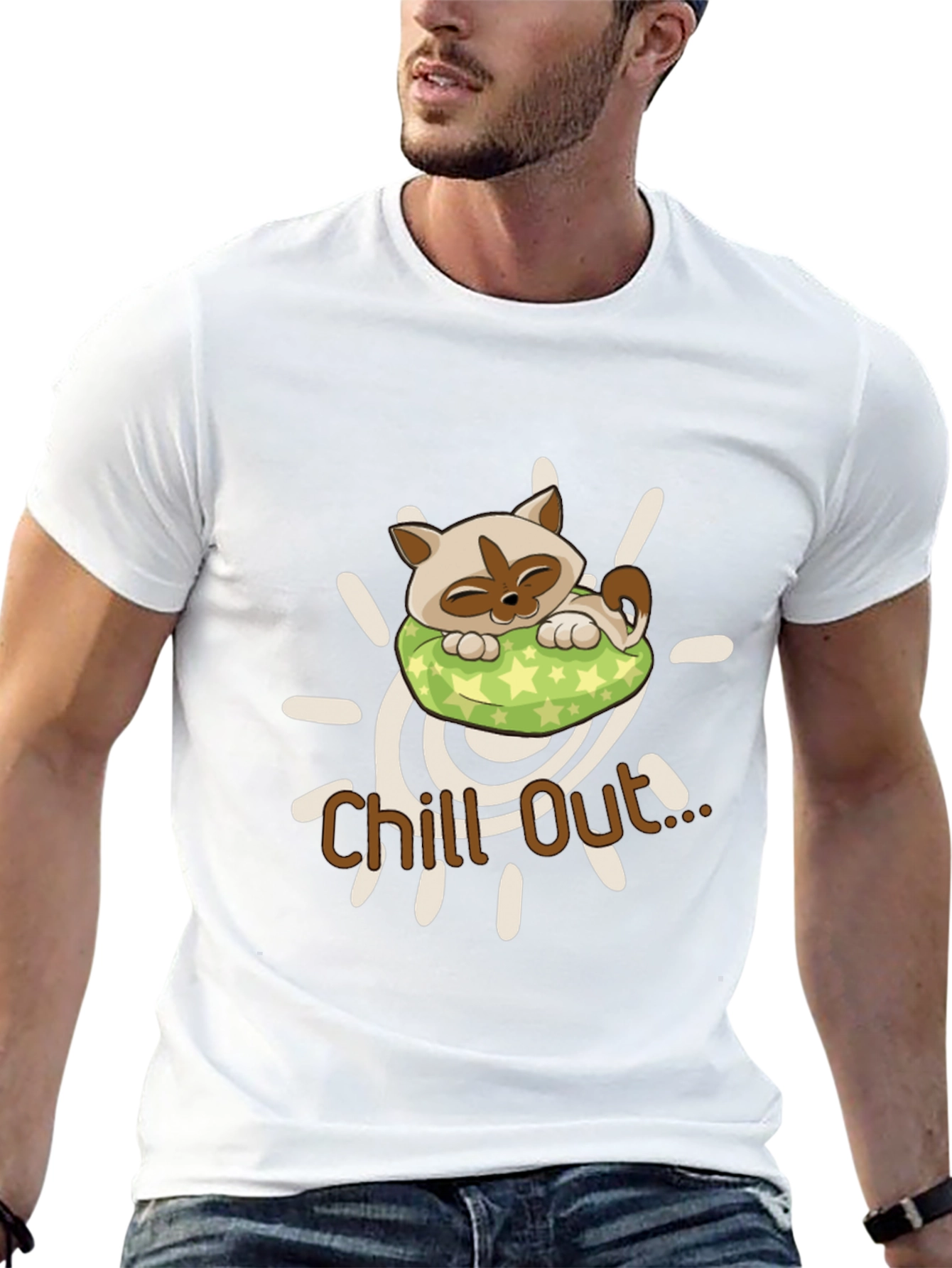 Chill Out Cat T-Shirt - Relaxed Style