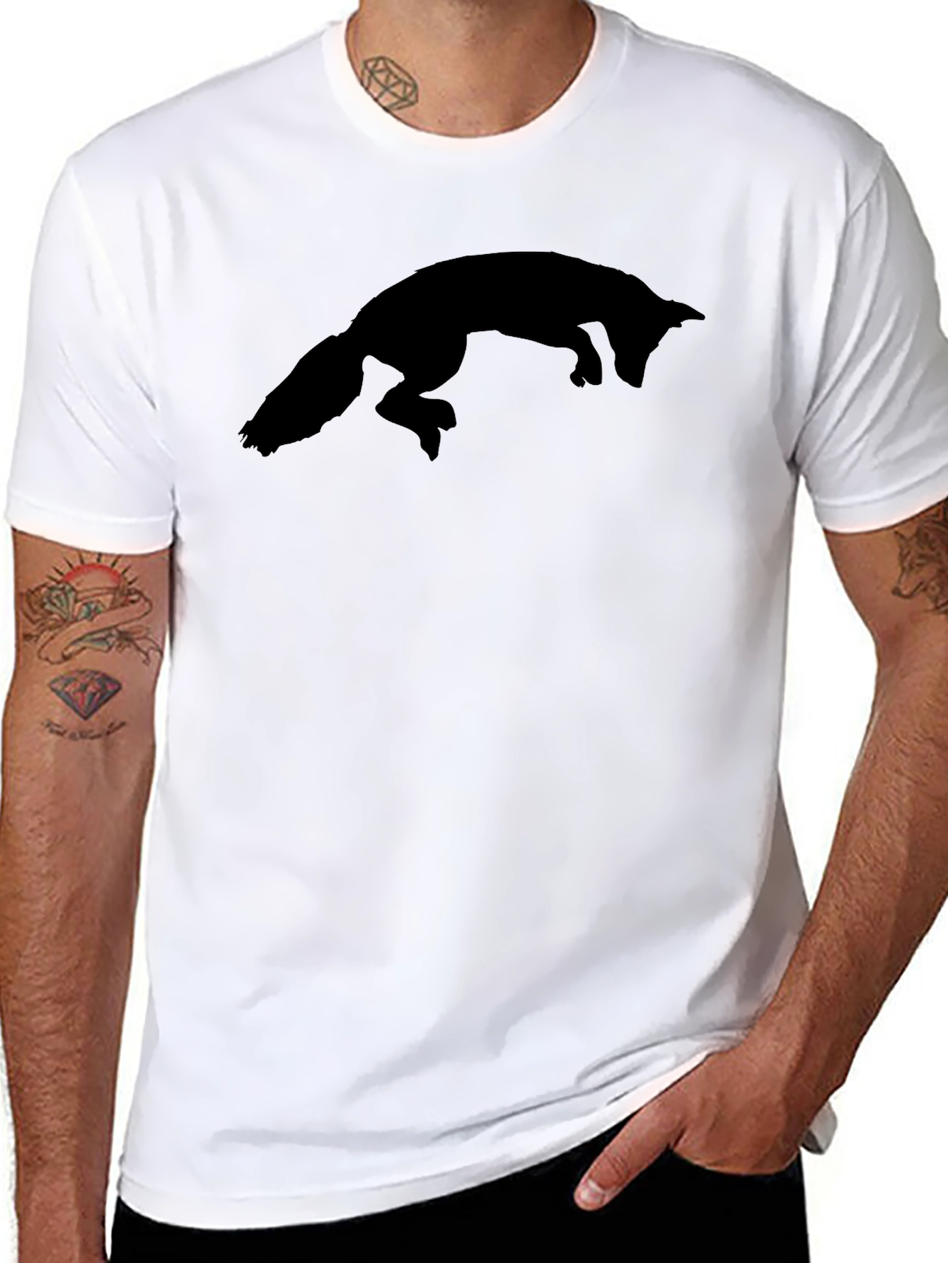 Fox Silhouette Graphic Tee - Black Cotton Blend