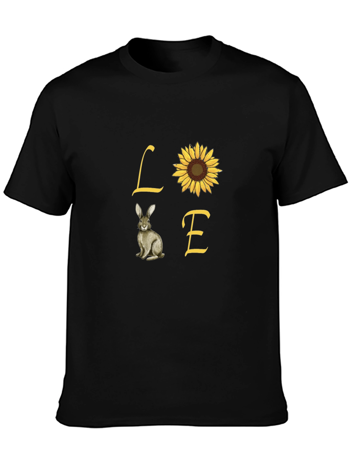 Love Rabbit and Sunflower Graphic Tee