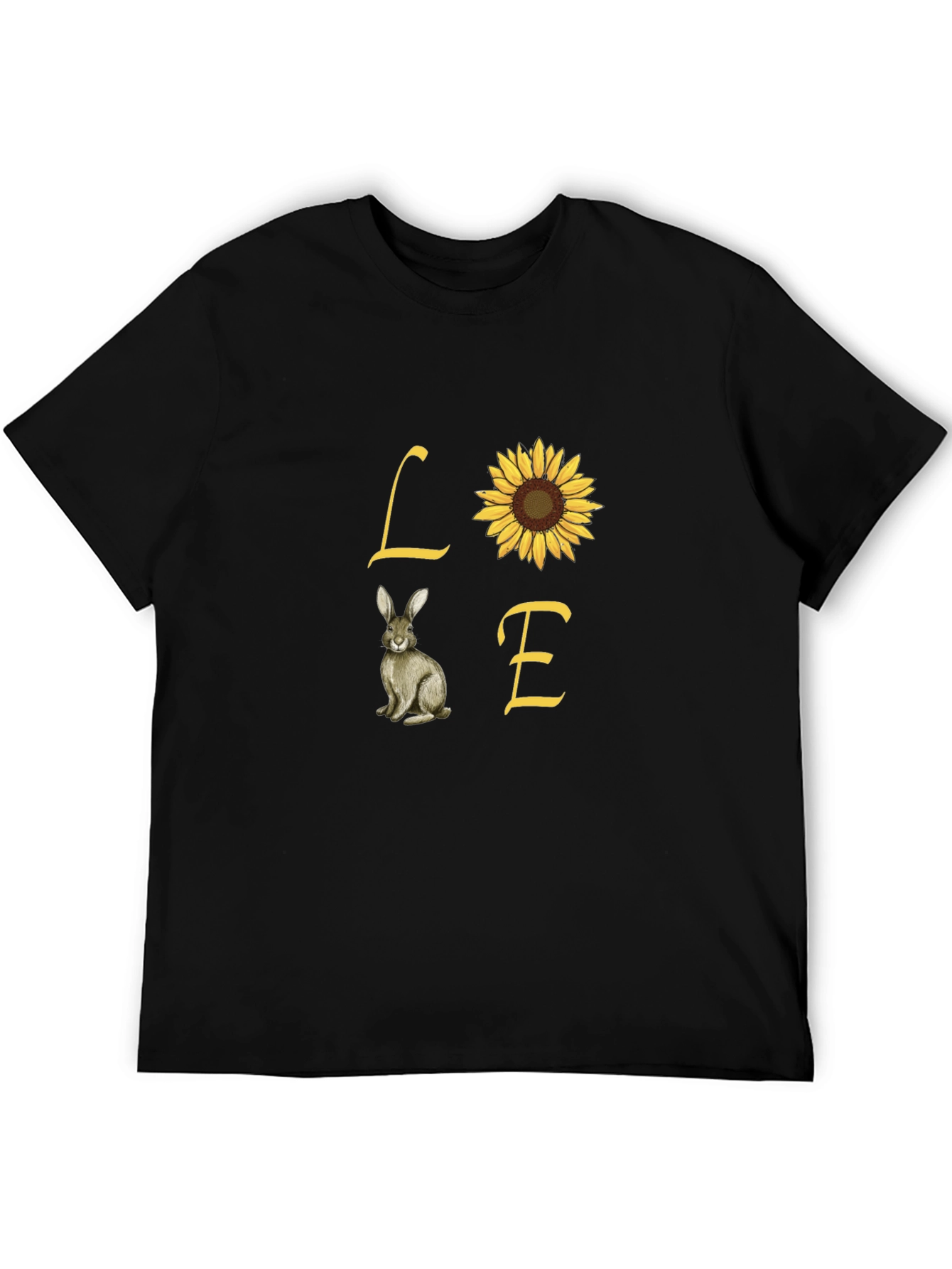 Love Rabbit and Sunflower Graphic Tee