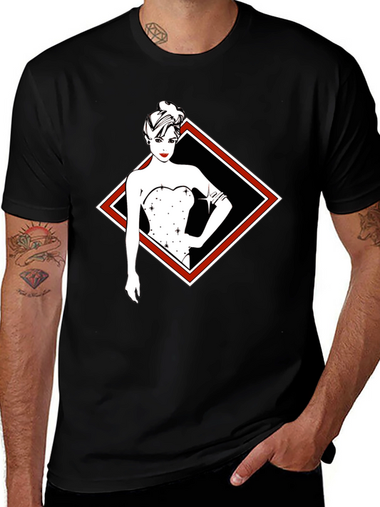 Stylish Woman Graphic Black Tee