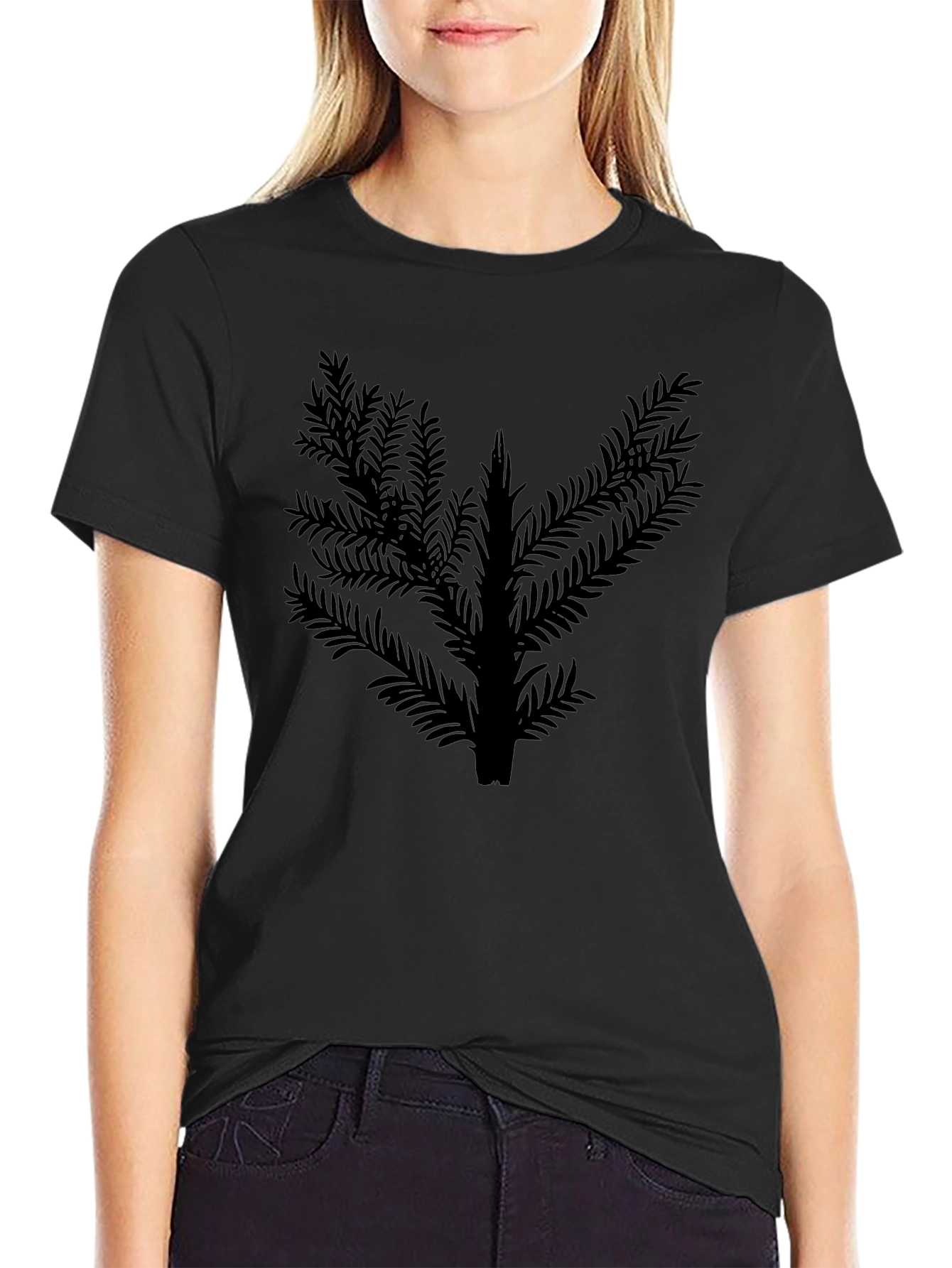 Abstract Foliage Graphic Black T-Shirt