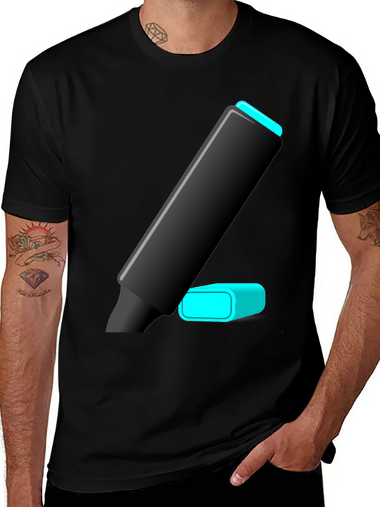 Modern Highlighter Graphic Tee - Black Cotton Blend