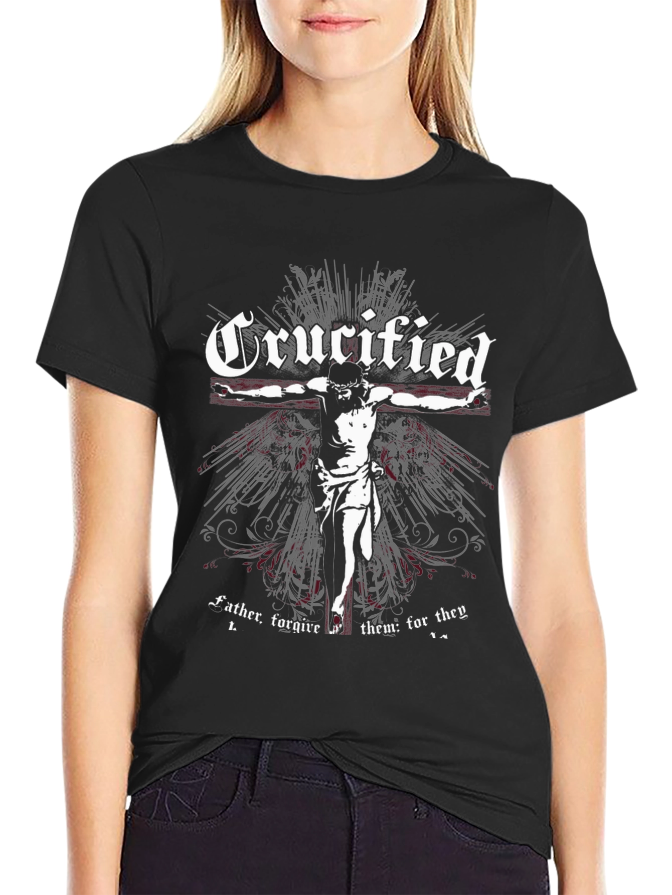 Crucified Graphic Tee - Black Religious T-Shirt