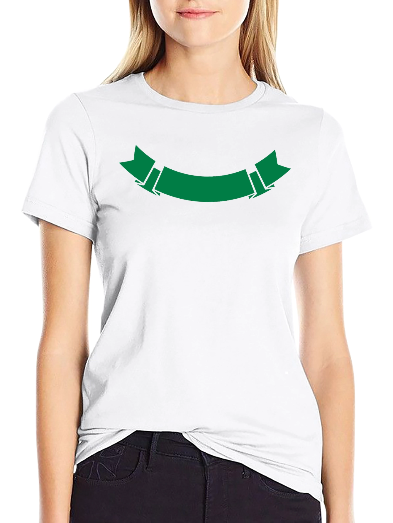 Mens Black T-Shirt with Green Ribbon Graphic