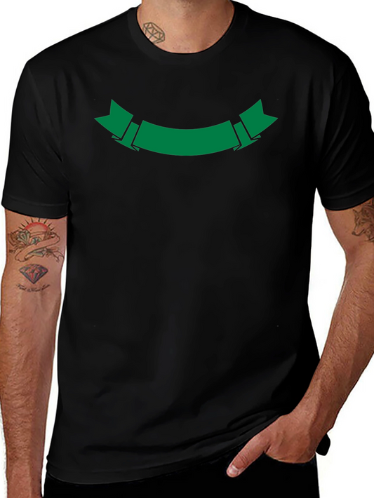 Mens Black T-Shirt with Green Ribbon Graphic