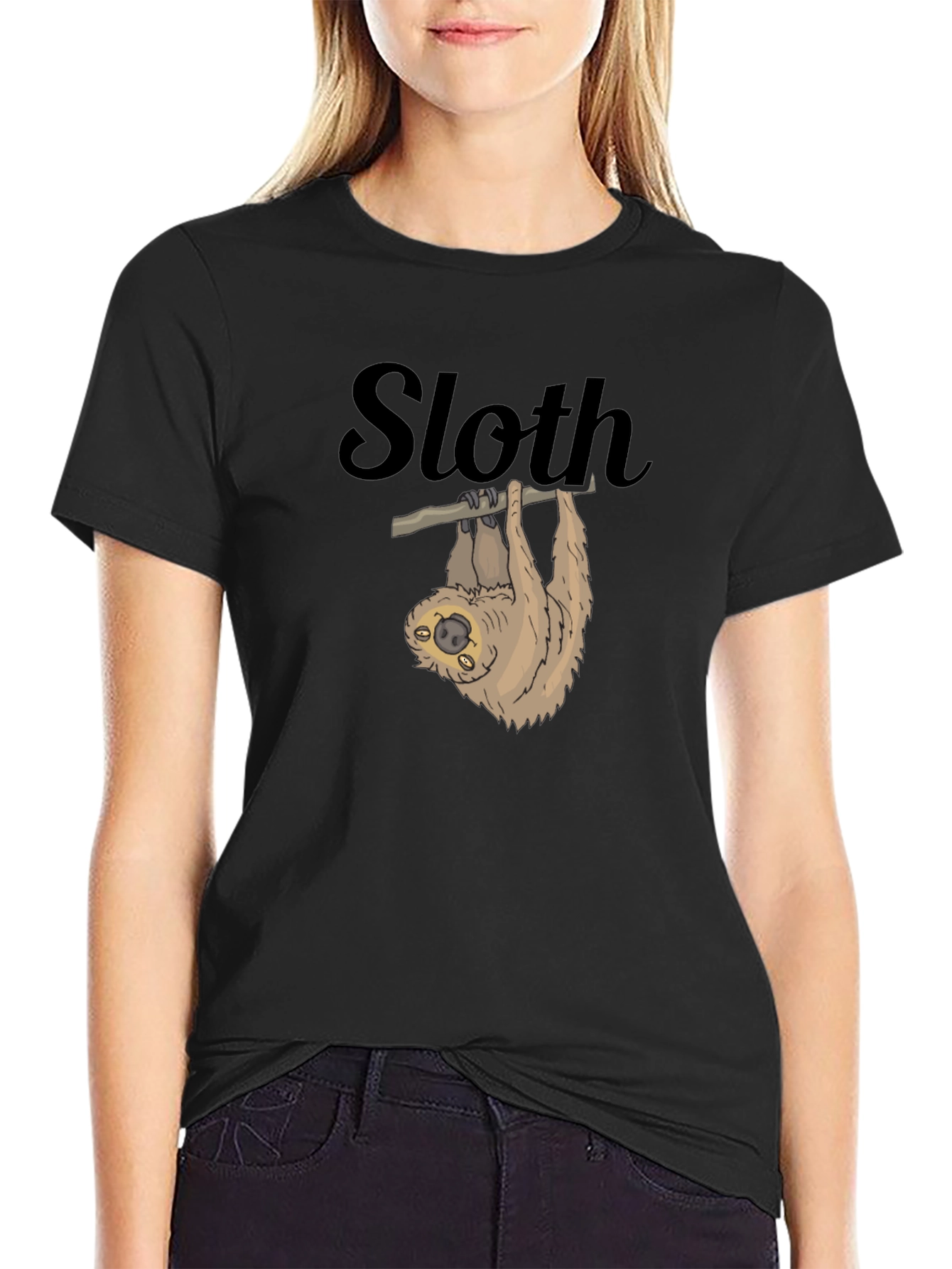 Sloth Graphic Tee - Mens Black Cotton T-Shirt