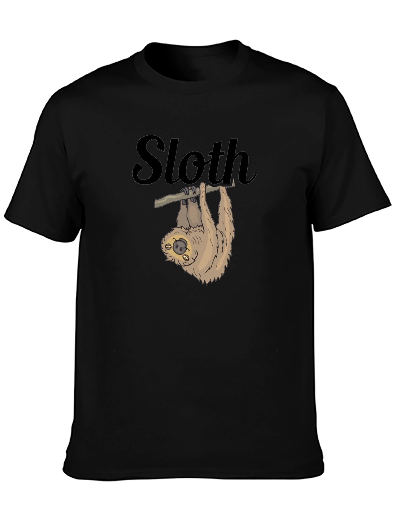 Sloth Graphic Tee - Mens Black Cotton T-Shirt