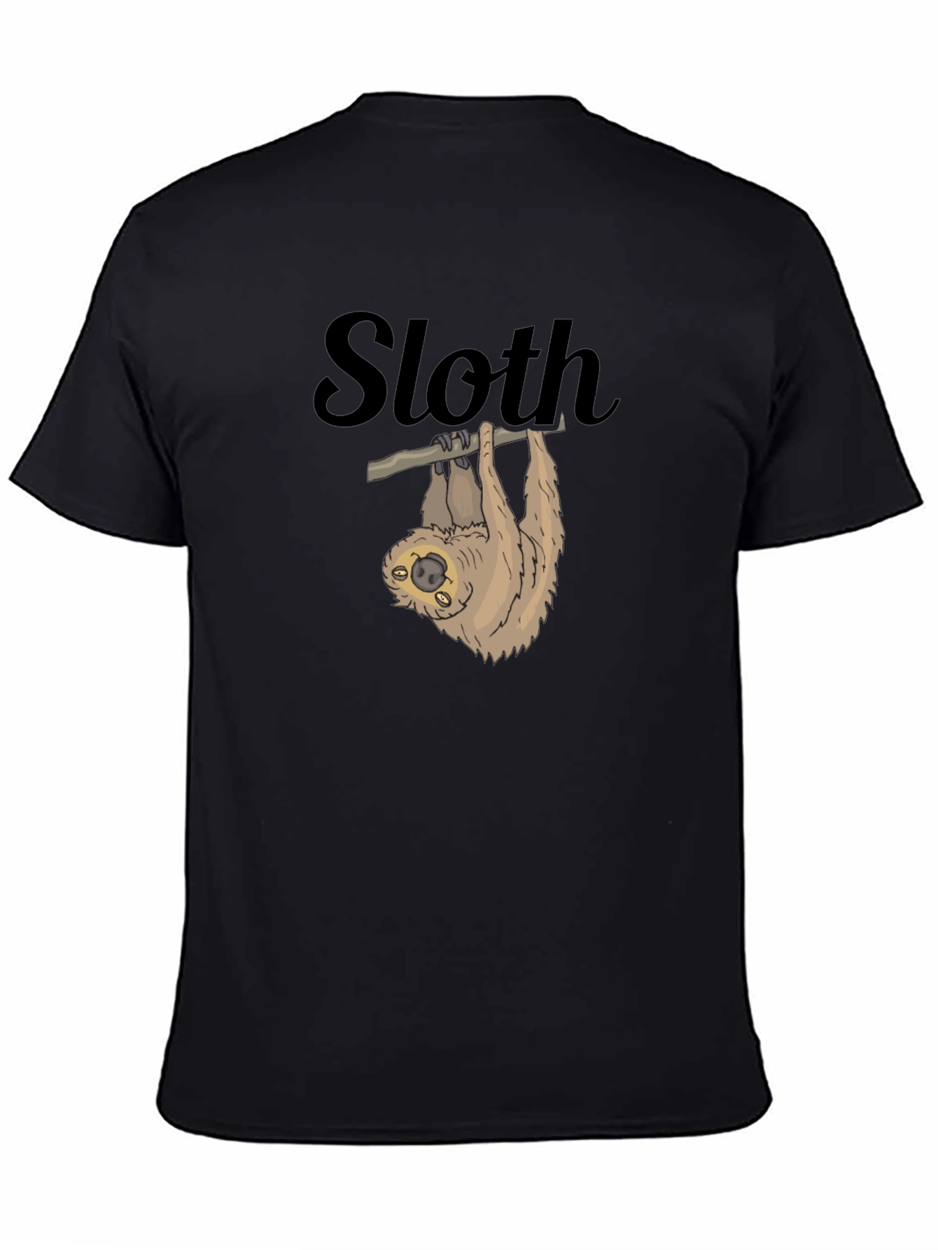 Sloth Graphic Tee - Mens Black Cotton T-Shirt