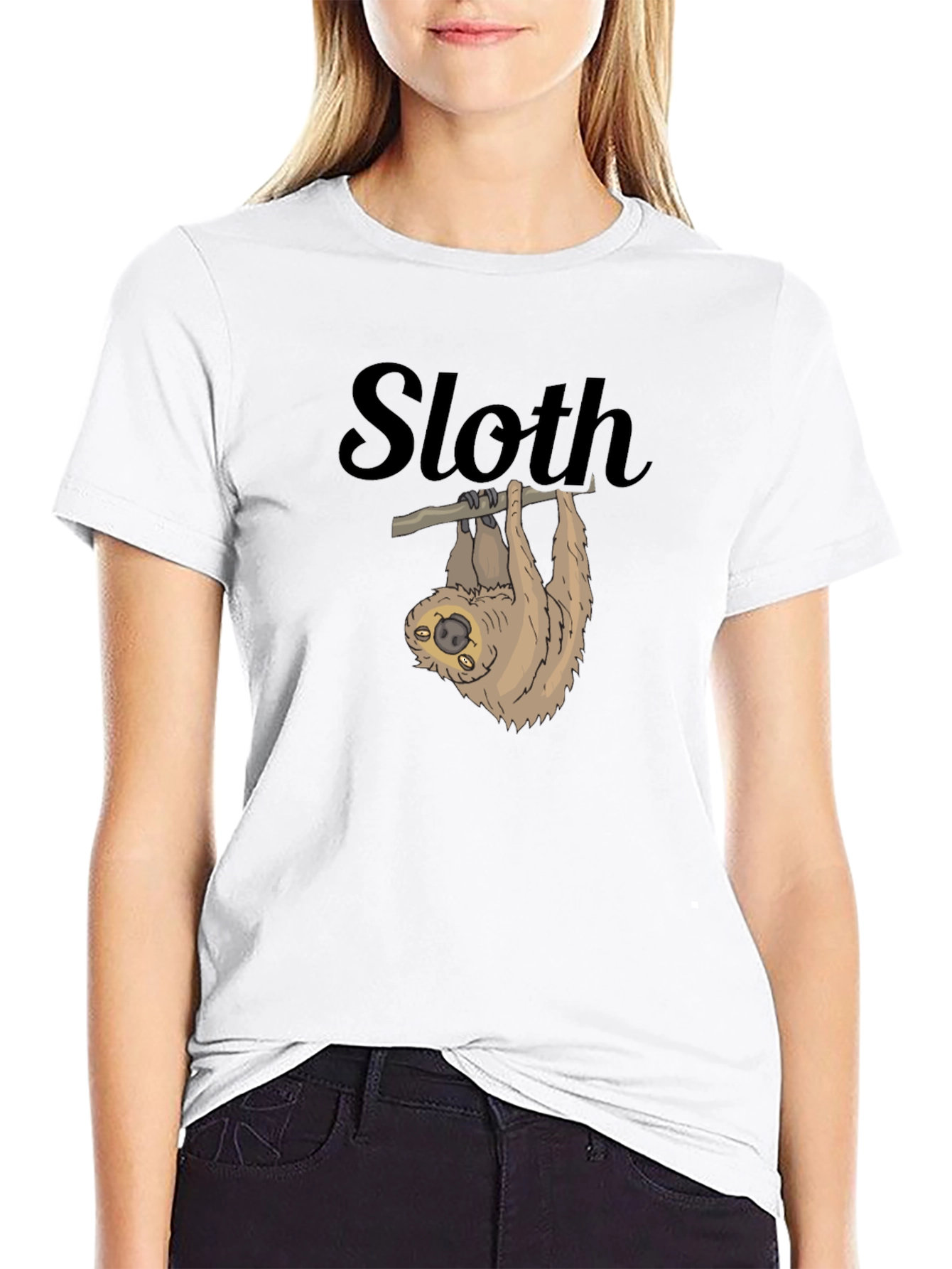 Sloth Graphic Tee - Mens Black Cotton T-Shirt