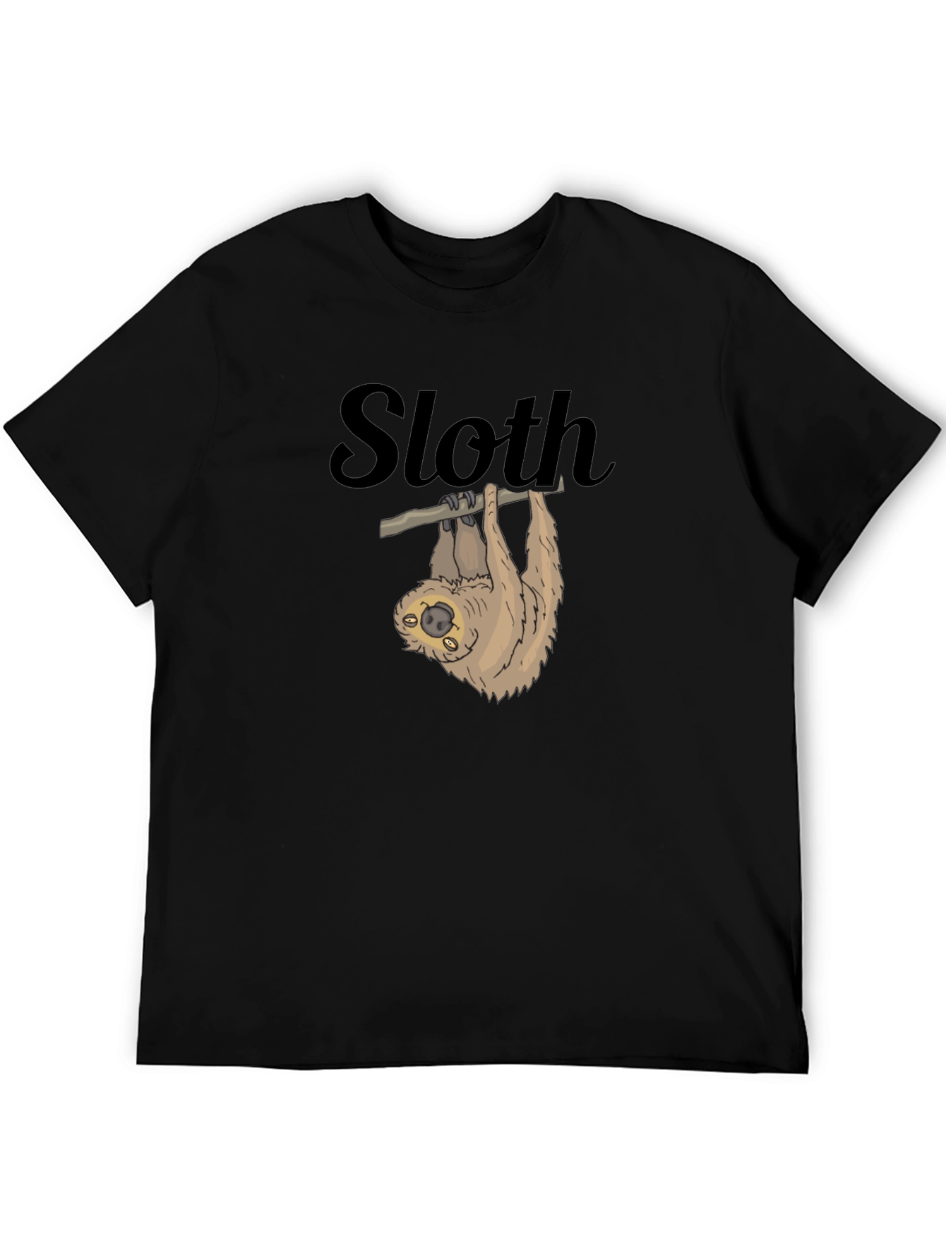 Sloth Graphic Tee - Mens Black Cotton T-Shirt
